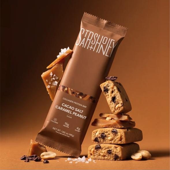Stars + Honey Cacao Salt Caramel Peanut collagen protein bar